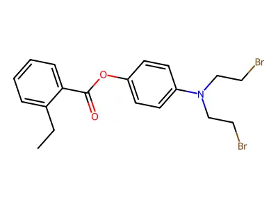 Phenol, p-(bis(2-bromoethyl)amino)-, o-ethylbenzoate structure