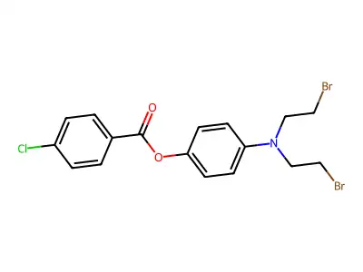 Phenol, p-(bis(2-bromoethyl)amino)-, p-chlorobenzoate structure