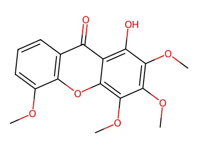 1-Hydroxy-2,3,4,5-tetramethoxyxanthone structure