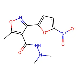 4-Isoxazolecarboxylic acid, 5-methyl-3-(5-nitro-2-furyl)-, 2,2-dimethylhydrazide structure