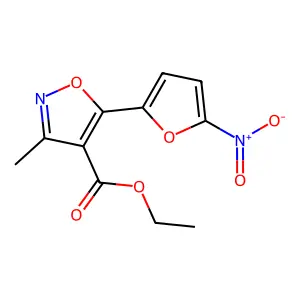 4-Isoxazolecarboxylic acid, 3-methyl-5-(5-nitro-2-furyl)-, ethyl ester structure