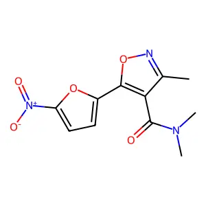 4-Isoxazolecarboxamide, 5-(5-nitro-2-furyl)-N,N,3-trimethyl- structure