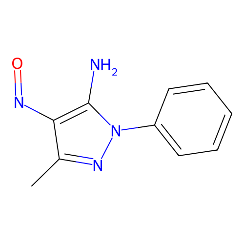 3-methyl-4-nitroso-1-phenyl-1H-pyrazol-5-amine structure