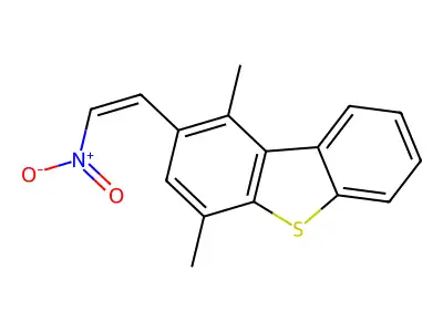 1,4-Dimethyl-2-(2-nitroethenyl)dibenzothiophene structure