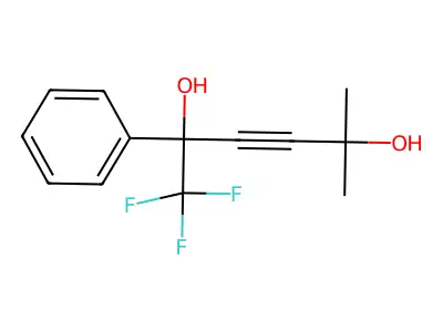 1,1,1-Trifluoro-5-methyl-2-phenylhex-3-yne-2,5-diol structure