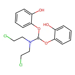2-[Bis(2-chloroethyl)amino-(2-hydroxyphenoxy)boranyl]oxyphenol structure