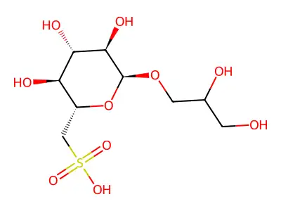 2,3-Dihydroxypropyl 6-deoxy-6-sulfo-alpha-D-glucopyranoside structure