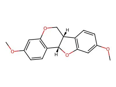 6H-Benzofuro(3,2-c)(1)benzopyran, 6a,11a-dihydro-3,9-dimethoxy-, (6aR,11aR)-rel- structure