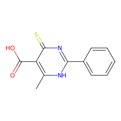 4-Methyl-2-phenyl-6-sulfanylpyrimidine-5-carboxylic acid structure