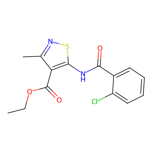 Ethyl 5-[(2-chlorophenyl)carbonylamino]-3-methylisothiazole-4-carboxylate structure