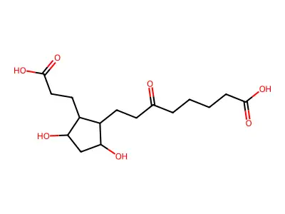 9,11-Dihydroxy-15-oxo-2,3,4,5,20-pentanor-19-carboxyprostanoic acid structure