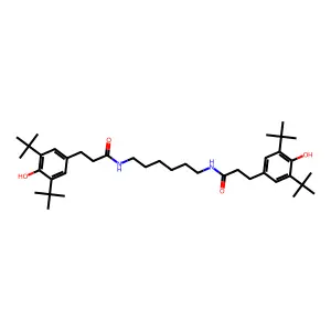 N,N'-Hexamethylenebis(3,5-di-tert-butyl-4-hydroxyhydrocinnamamide) structure