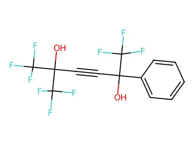 1,1,1,6,6,6-Hexafluoro-5-phenyl-2-(trifluoromethyl)hex-3-yne-2,5-diol structure
