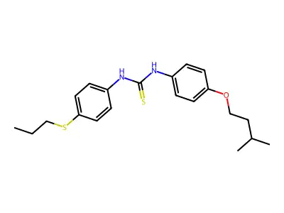Thiourea, N-(4-(3-methylbutoxy)phenyl)-N'-(4-(propylthio)phenyl)- structure
