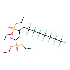 9,11-bis(diethoxyphosphoryl)-1,1,1,2,2,3,3,4,4,5,5,6,6,7,7-pentadecafluoro-11-iodoundecane structure