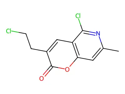 5-chloro-3-(2-chloroethyl)-7-methyl-2H-pyrano[3,2-c]pyridin-2-one structure