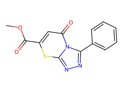 Methyl 5-oxo-3-phenyl-5H-1,2,4-triazolo(3,4-b)(1,3)thiazine-7-carboxylate structure