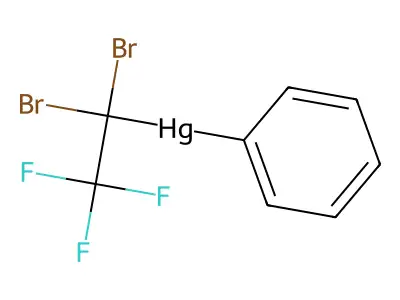 1,1-Dibromotrifluoroethyl phenyl mercury structure