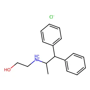 Ethanol, 2-((1-methyl-2,2-diphenylethyl)amino)-, monohydrochloride structure