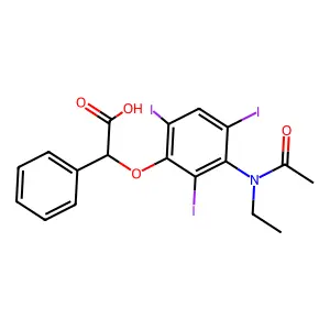 Acetic acid, 2-(3-(N-ethylacetamido)-2,4,6-triiodophenoxy)-2-phenyl- structure
