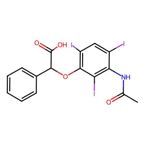 Acetic acid, 2-(3-acetamido-2,4,6-triiodophenoxy)-2-phenyl- structure