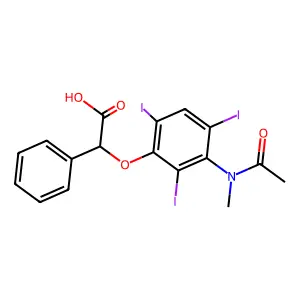 Acetic acid, 2-(3-(N-methylacetamido)-2,4,6-triiodophenoxy)-2-phenyl- structure