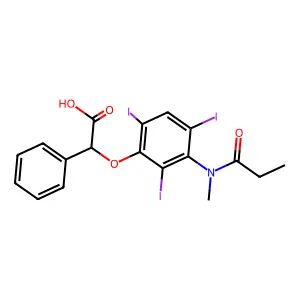 Acetic acid, 2-(3-(N-methylpropionamido)-2,4,6-triiodophenoxy)-2-phenyl- structure