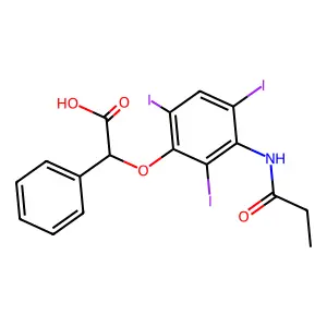 Acetic acid, 2-phenyl-2-(3-propionamido-2,4,6-triodophenoxy)- structure