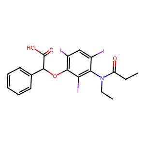Acetic acid, 2-(3-(N-ethylpropionamido)-2,4,6-triiodophenoxy)-2-phenyl- structure