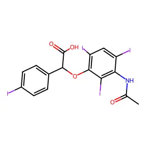 Acetic acid, 2-(3-acetamido-2,4,6-triiodophenoxy)-2-(p-iodophenyl)- structure