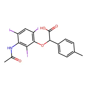 Acetic acid, 2-(3-acetamido-2,4,6-triiodophenoxy)-2-(p-tolyl)- structure