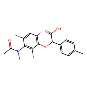 Acetic acid, 2-(3-(N-methylacetamido)-2,4,6-triiodophenoxy)-2-(p-tolyl)- structure