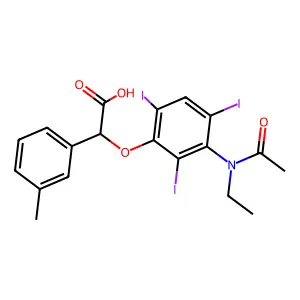 Acetic acid, 2-(3-(N-ethylacetamido)-2,4,6-triiodophenoxy)-2-(m-tolyl)- structure