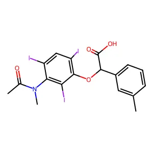 Acetic acid, 2-(3-(N-methylacetamido)-2,4,6-triiodophenoxy)-2-(m-tolyl)- structure