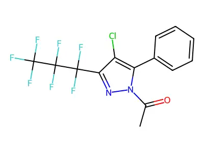 1-Acetyl-4-chloro-3-(heptafluoropropyl)-5-phenyl-1H-pyrazole structure