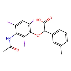 Acetic acid, 2-(3-acetamido-2,4,6-triiodophenoxy)-2-(m-tolyl)- structure