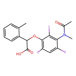 Acetic acid, 2-(3-(N-methylacetamido)-2,4,6-triiodophenoxy)-2-(o-tolyl)- structure