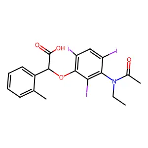 Acetic acid, 2-(3-(N-ethylacetamido)-2,4,6-triiodophenoxy)-2-(o-tolyl)- structure