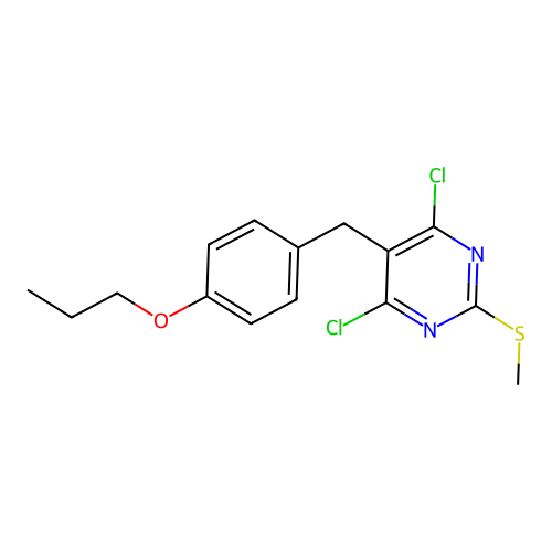 4,6-Dichloro-2-(methylsulfanyl)-5-(4-propoxybenzyl)pyrimidine structure