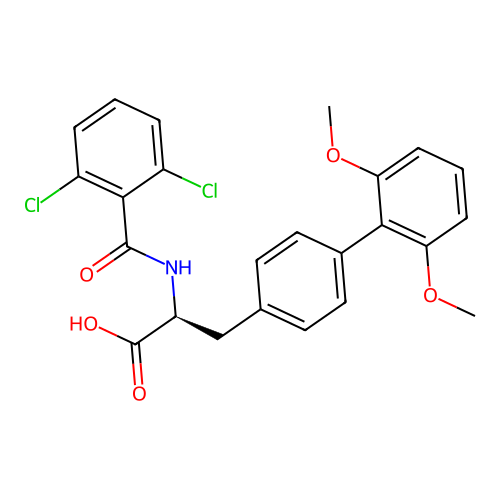 (S)-2-(2,6-Dichlorobenzamido)-3-(2',6'-dimethoxy-[1,1'-biphenyl]-4-yl)propanoic acid structure