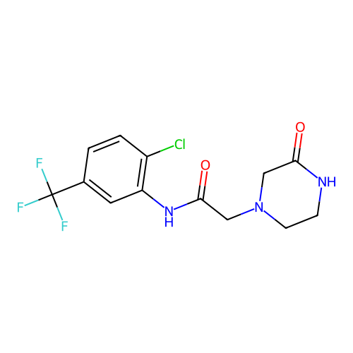 N-[2-chloro-5-(trifluoromethyl)phenyl]-2-(3-oxopiperazin-1-yl)acetamide structure