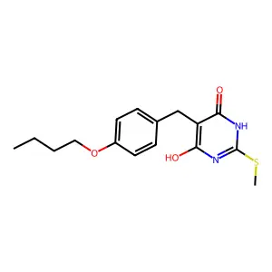 5-[(4-butoxyphenyl)methyl]-4-hydroxy-2-methylsulfanyl-1H-pyrimidin-6-one structure