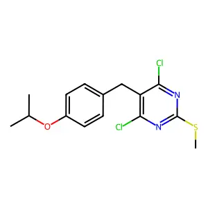 4,6-Dichloro-2-methylsulfanyl-5-[(4-propan-2-yloxyphenyl)methyl]pyrimidine structure