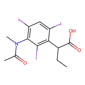 Butyric acid, 2-(3-(N-methylacetamido)-2,4,6-triiodophenyl)- structure