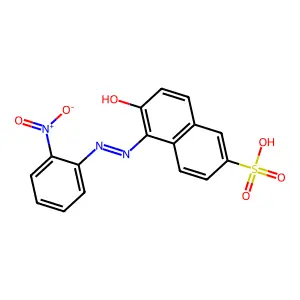 6-Hydroxy-5-((2-nitrophenyl)azo)naphthalene-2-sulphonic acid structure