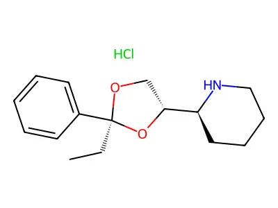 2-(2-Ethyl-2-phenyl-1,3-dioxolan-4-yl)piperidine;hydrochloride structure