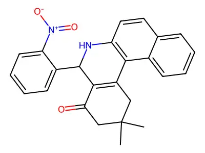 2,2-Dimethyl-5-(2-nitrophenyl)-1,3,5,6-tetrahydrobenzo[a]phenanthridin-4-one structure