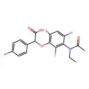 Acetic acid, 2-(3-(N-ethylacetamido)-2,4,6-triiodophenoxy)-2-(p-iodophenyl)- structure