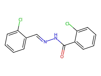 2-chloro-N-[(2-chlorophenyl)methylideneamino]benzamide structure