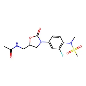 Acetamide, N-[[(5S)-3-[3-fluoro-4-[methyl(methylsulfonyl)amino]phenyl]-2-oxo-5-oxazolidinyl]methyl]- structure